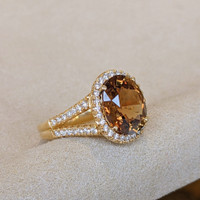 4.92 Ct. Alexandrite Natural Diamond Pave Ring, 18K Yellow Gold Image