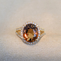 4.92 Ct. Alexandrite Natural Diamond Pave Ring, 18K Yellow Gold Image