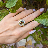 3.19 Ct. Alexandrite Natural Diamond Antique Style Ring, 18K Yellow Gold Life Style