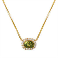 1.34 Ct. Alexandrite Natural Diamond Halo Pendant, 14K Yellow Gold Video