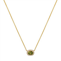 1.34 Ct. Alexandrite Natural Diamond Halo Pendant, 14K Yellow Gold Image