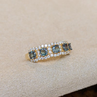 0.93 Ct. Alexandrite Natural Diamond Pave Ring, 14K Yellow Gold Image