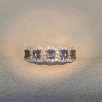 0.93 Ct. Alexandrite Natural Diamond Pave Ring, 14K Yellow Gold Image