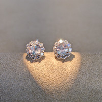 0.30 Ct.Tw. Alexandrite Natural Diamond Studs Earrings, 14K White Gold Image