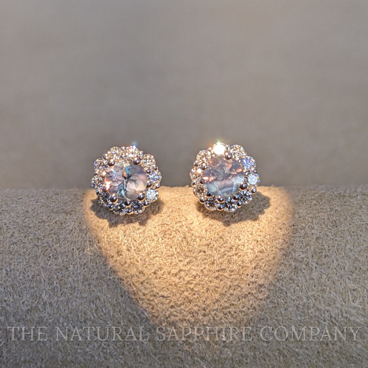 0.30 Ct.Tw. Alexandrite Natural Diamond Studs Earrings, 14K White Gold