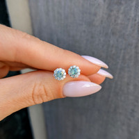 0.30 Ct.Tw. Alexandrite Natural Diamond Studs Earrings, 14K White Gold Life Style