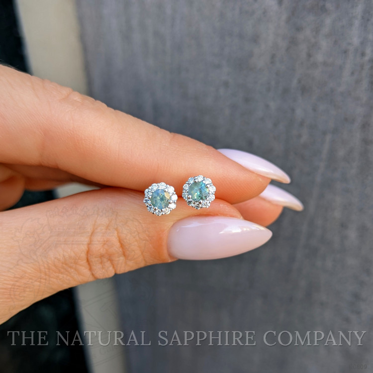 0.30 Ct.Tw. Alexandrite Natural Diamond Studs Earrings, 14K White Gold