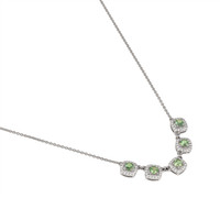 0.90 Ct. Alexandrite Natural Diamond Halo Necklace, 14K White Gold Image
