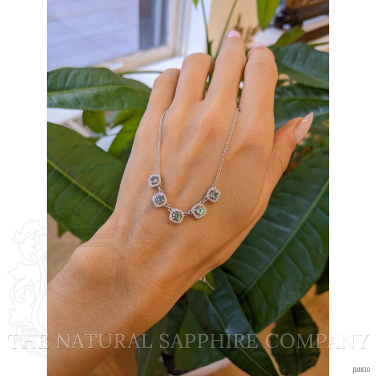 0.90 Ct. Alexandrite Natural Diamond Halo Necklace, 14K White Gold