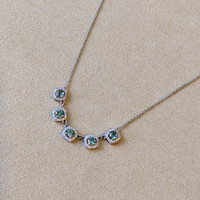 0.90 Ct. Alexandrite Natural Diamond Halo Necklace, 14K White Gold Life Style