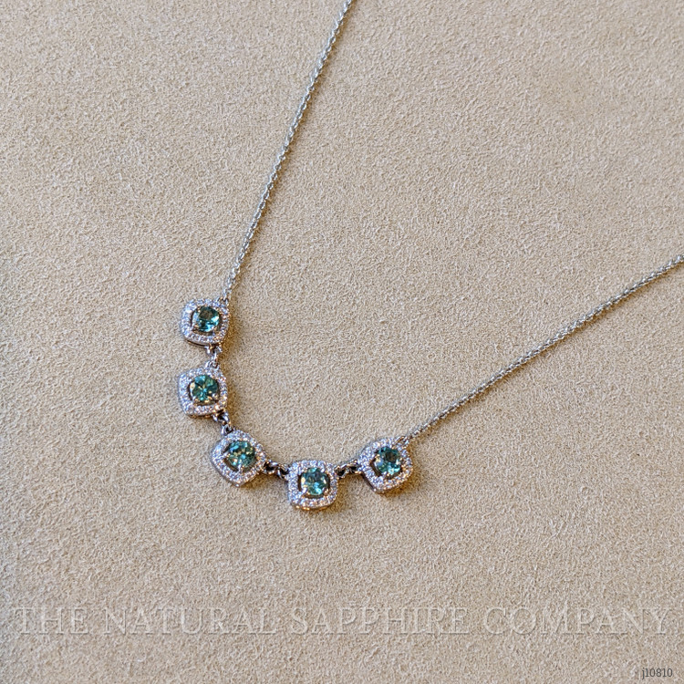 0.90 Ct. Alexandrite Natural Diamond Halo Necklace, 14K White Gold