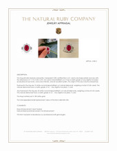4.01 Ct. Pinkish Red Ruby and Natural Diamond Antique Style Ring, 18K White Gold Appraisal