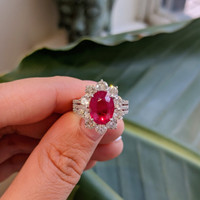 4.01 Ct. Ruby Natural Diamond Antique Style Ring, 18K White Gold Image