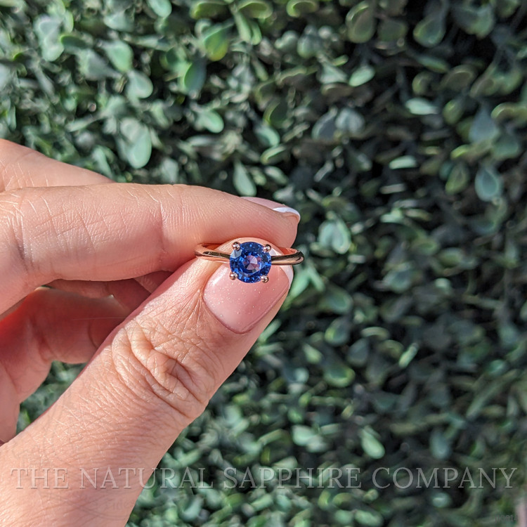 1.28 Ct. Blue Sapphire Solitaire Ring, 14K Rose Gold