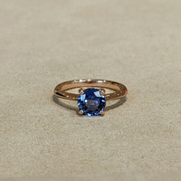 1.28 Ct. Blue Sapphire Solitaire Ring, 14K Rose Gold Image