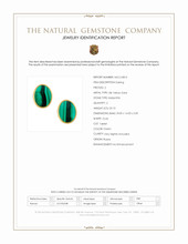 23.10 Ct.Tw.Total Carat Weight Malachite Studs Earrings, 18K Yellow Gold Scan Report
