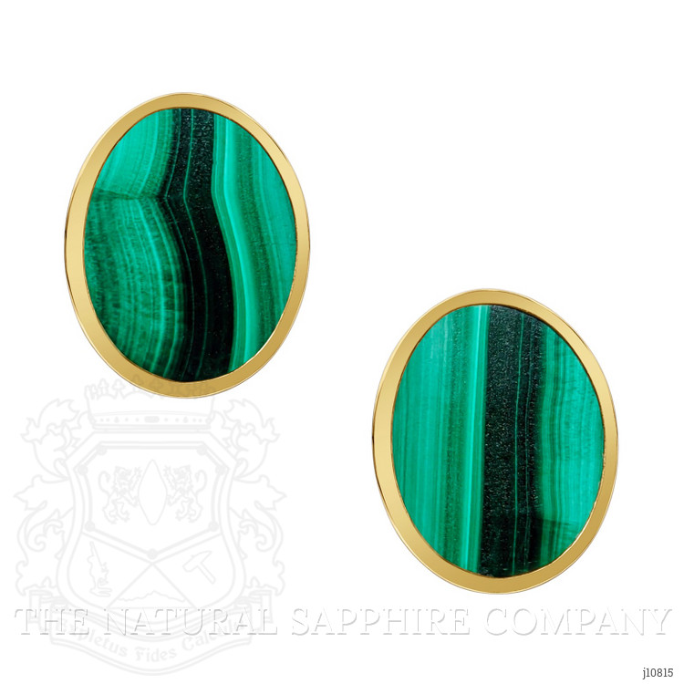 23.10 Ct.Tw. Malachite Studs Earrings, 18K Yellow Gold