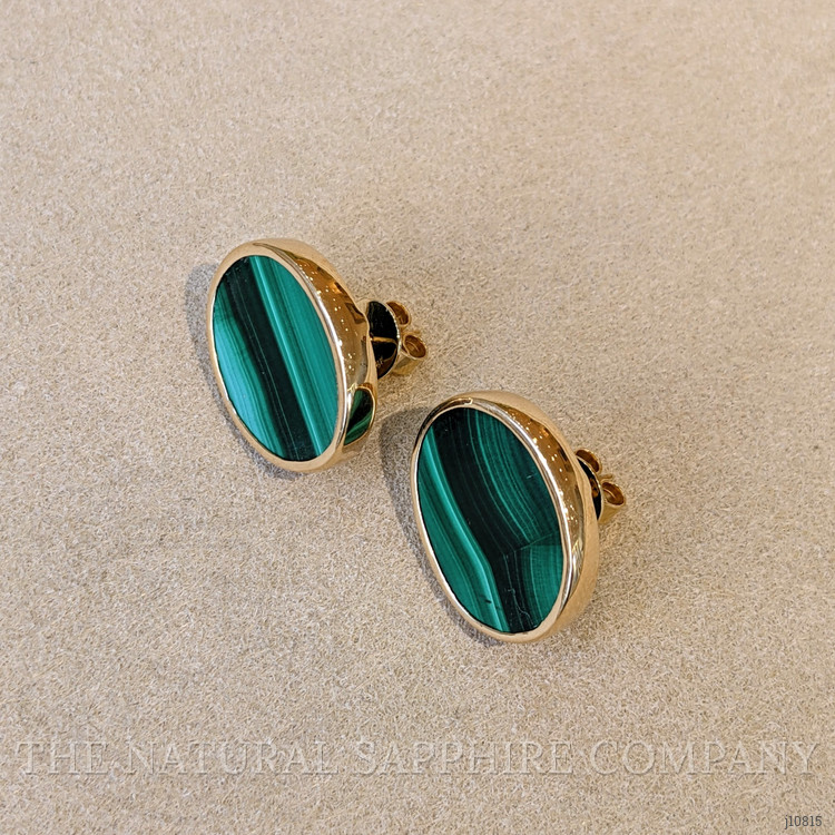 23.10 Ct.Tw. Malachite Studs Earrings, 18K Yellow Gold