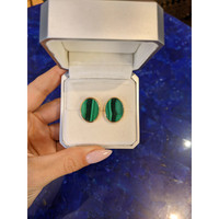 23.10 Ct.Tw. Malachite Studs Earrings, 18K Yellow Gold Life Style