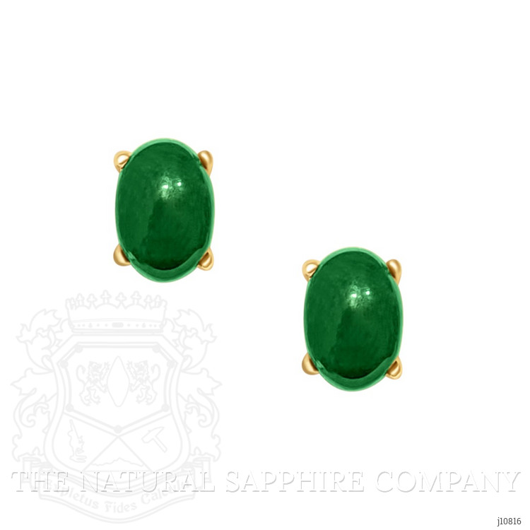 2.96 Ct.Tw. Malachite Studs Earrings, 14K Yellow Gold