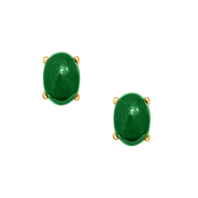 2.96 Ct.Tw. Malachite Studs Earrings, 14K Yellow Gold