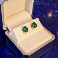 2.96 Ct.Tw. Malachite Studs Earrings, 14K Yellow Gold Image