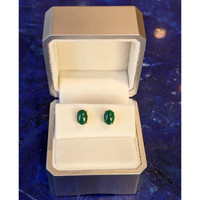 2.96 Ct.Tw. Malachite Studs Earrings, 14K Yellow Gold Life Style