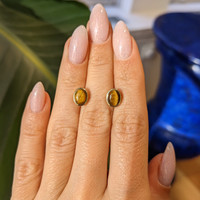 1.87 Ct.Tw. Tiger's Eye Studs Earrings, 18K Yellow Gold Life Style