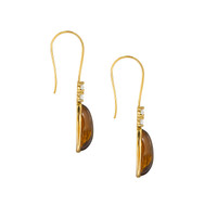 11.40 Ct.Tw. Tiger's Eye Natural Diamond Bezel Earrings, 14K Yellow Gold Image