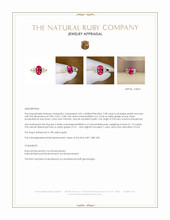 2.98 Ct. Pinkish Red Ruby and Natural Diamond Three Stone Ring, 18K Yellow Gold Appraisal