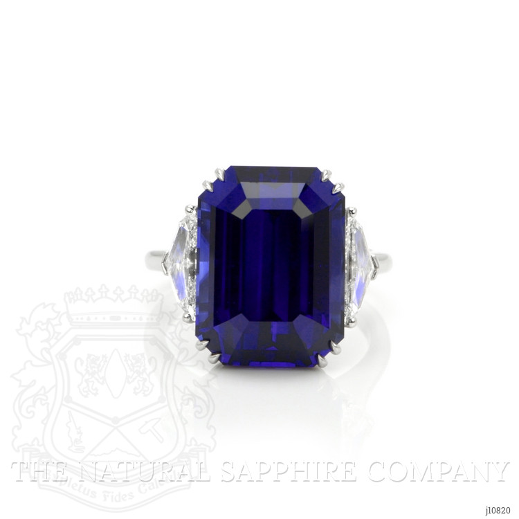 24.07 Ct. Blue Sapphire and Natural Diamond Three Stone Ring, Platinum 950