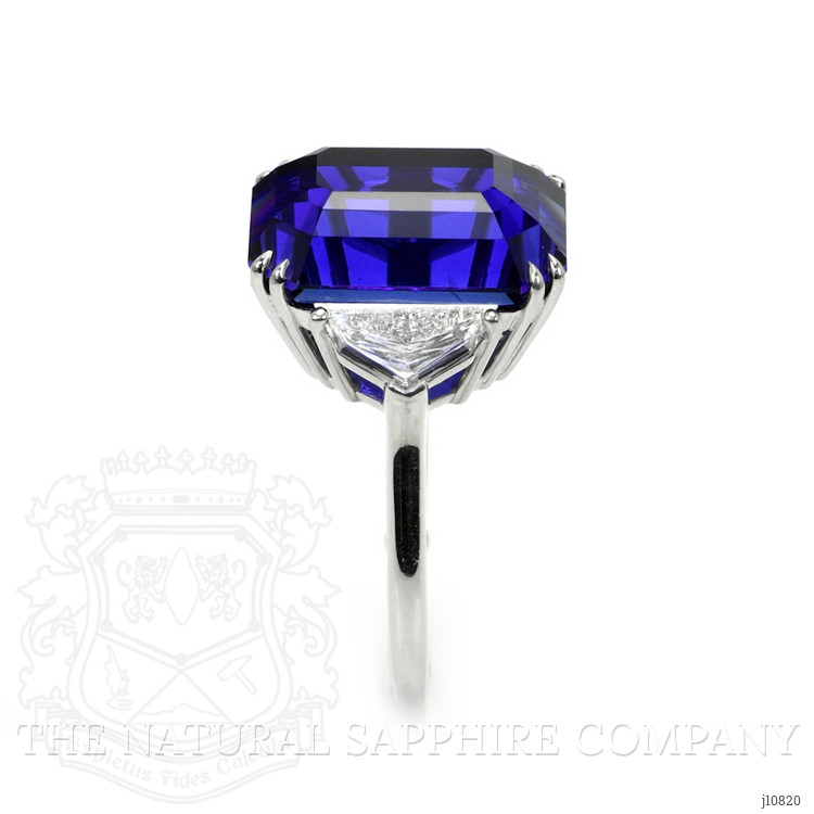 24.07 Ct. Blue Sapphire and Natural Diamond Three Stone Ring, Platinum 950