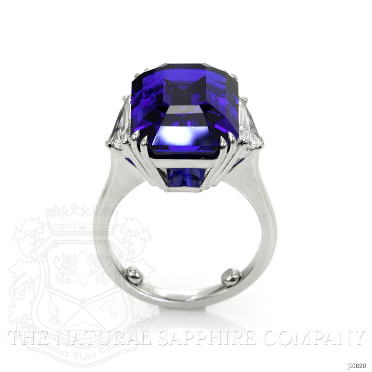 24.07 Ct. Blue Sapphire and Natural Diamond Three Stone Ring, Platinum 950