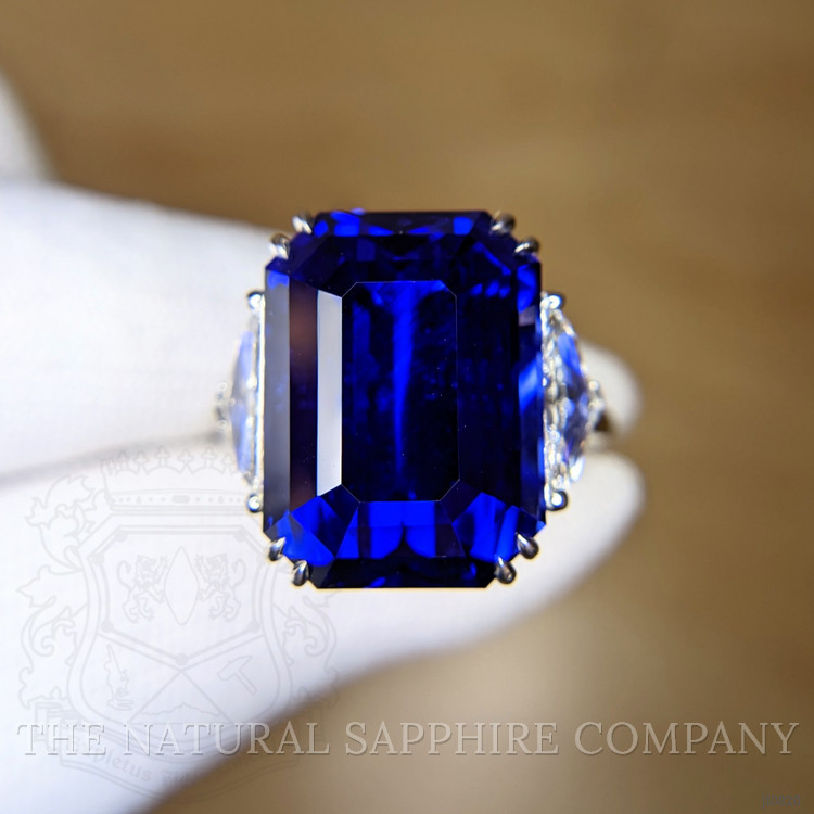 24.07 Ct. Blue Sapphire and Natural Diamond Three Stone Ring, Platinum 950