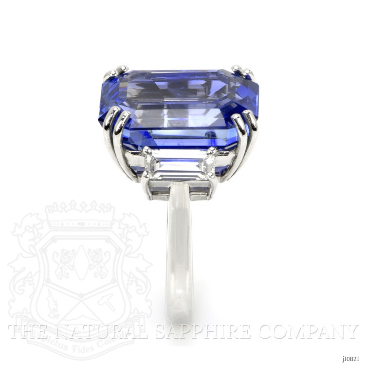 20.52 Ct. Blue Sapphire and Natural Diamond Three Stone Ring, Platinum 950