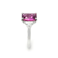 4.02 Ct. Pink Sapphire and Natural Diamond Three Stone Ring, Platinum 950 Image