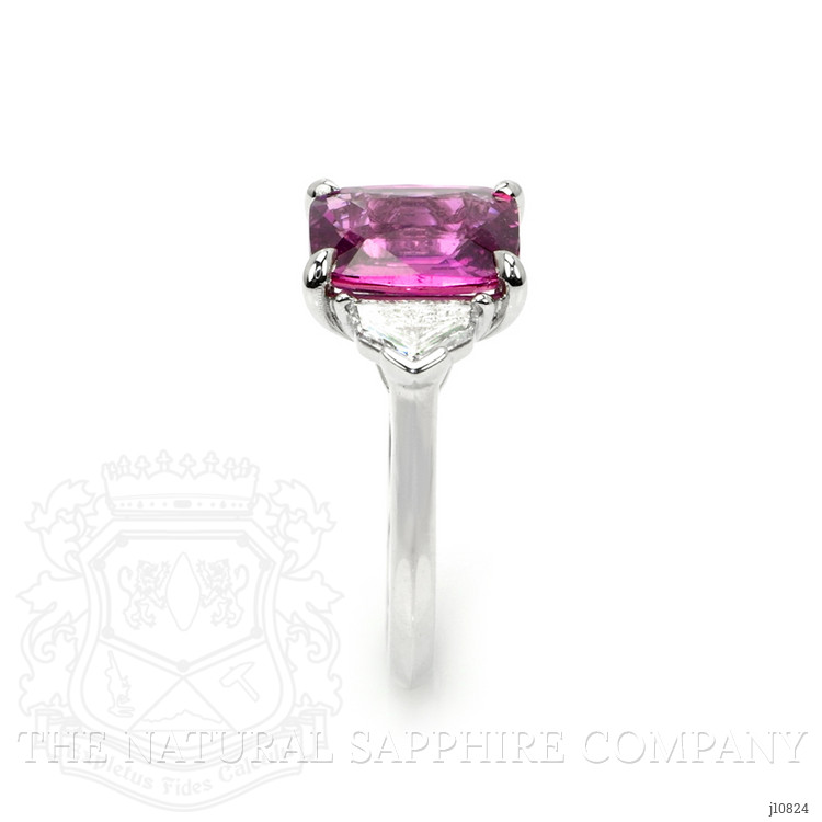 4.02 Ct. Pink Sapphire and Natural Diamond Three Stone Ring, Platinum 950