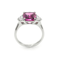4.02 Ct. Pink Sapphire and Natural Diamond Three Stone Ring, Platinum 950 Image