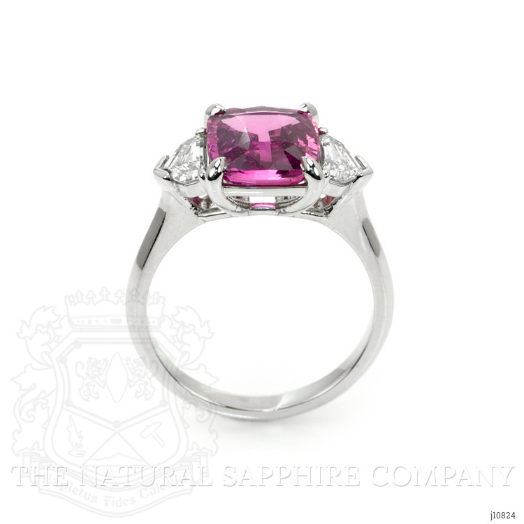 4.02 Ct. Pink Sapphire and Natural Diamond Three Stone Ring, Platinum 950