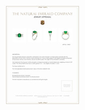 2.63 Ct. Emerald and Natural Diamond Three Stone Ring, Platinum & 14K Yellow Appraisal