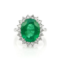 6.67 Ct. Emerald Natural Diamond Pave Ring, Platinum 950 Video