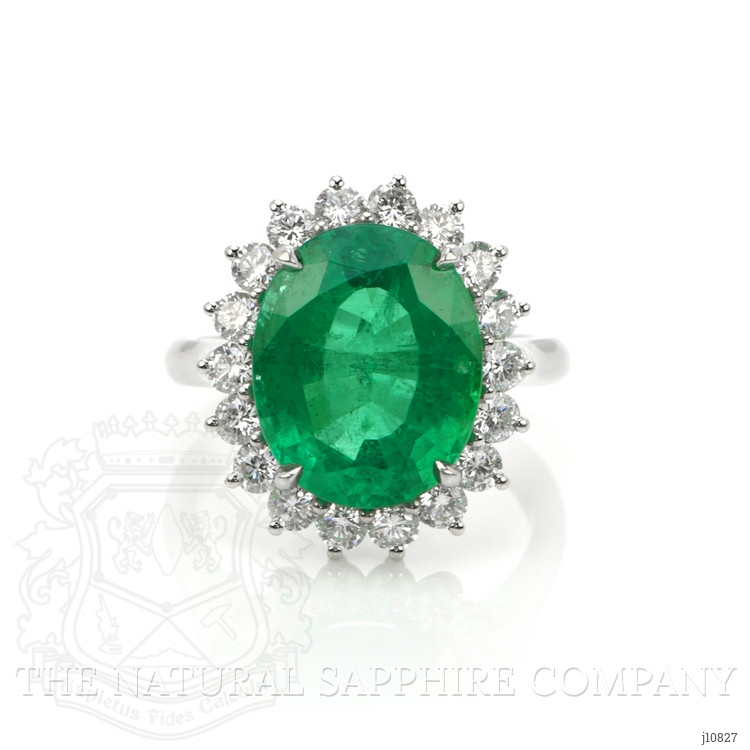 6.67 Ct. Emerald Natural Diamond Pave Ring, Platinum 950