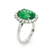 6.67 Ct. Emerald Natural Diamond Pave Ring, Platinum 950 Image