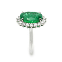 6.67 Ct. Emerald Natural Diamond Pave Ring, Platinum 950 Image