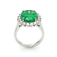 6.67 Ct. Emerald Natural Diamond Pave Ring, Platinum 950 Image