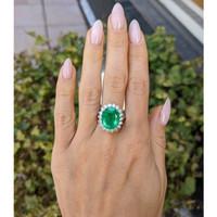 6.67 Ct. Emerald Natural Diamond Pave Ring, Platinum 950 Life Style