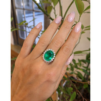 6.67 Ct. Emerald Natural Diamond Pave Ring, Platinum 950 Life Style