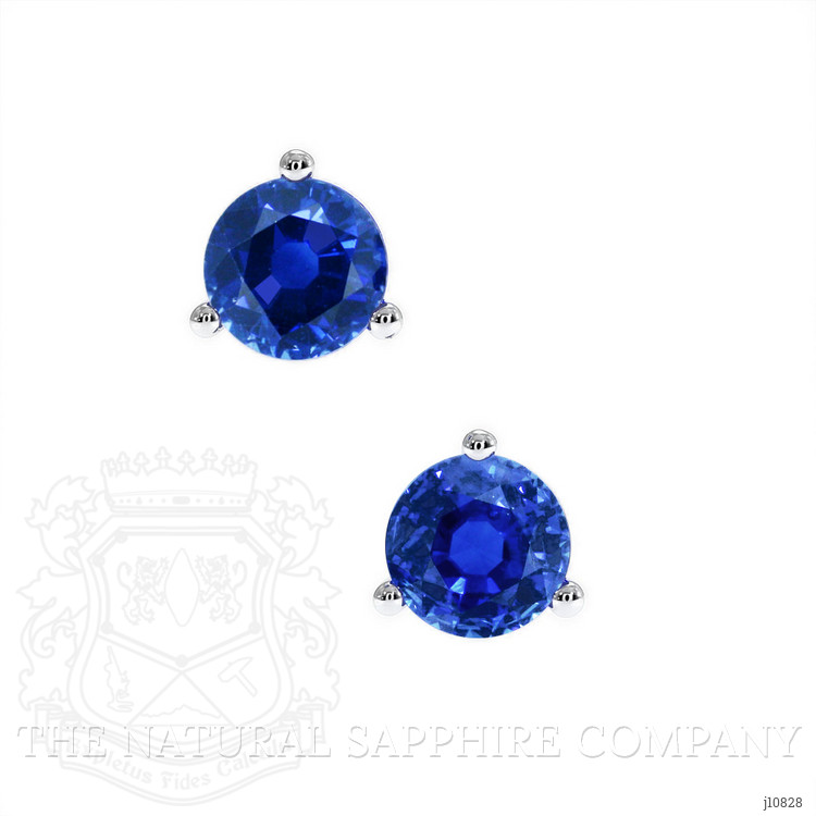 1.75 Ct.Tw. Blue Sapphire Studs Earrings, 14K White Gold