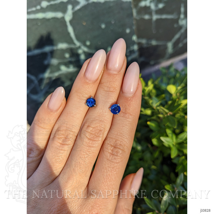 1.75 Ct.Tw. Blue Sapphire Studs Earrings, 14K White Gold