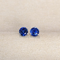 1.75&nbsp;Ct.Tw.Total Carat Weight Blue Sapphire Studs Earrings, 14K White Gold Life Style